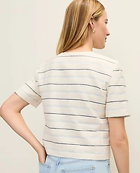 Ann Taylor The Petite Short Sleeve Crew Neck Jacket Tweed Feather Women's