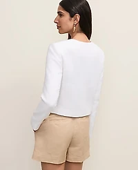 Ann Taylor Petite Cropped Crew Neck Jacket White Women's