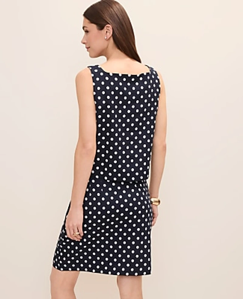 Ann Taylor Polka Dot Tank Top Linen Blend Night Sky Women's