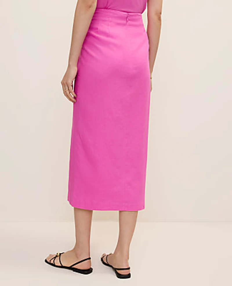 Ann Taylor Knotted Pencil Skirt Linen Blend Rhododendron Women's