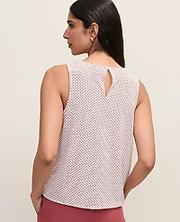 Ann Taylor Mixed Media Lace Trim Top Winter White Women's
