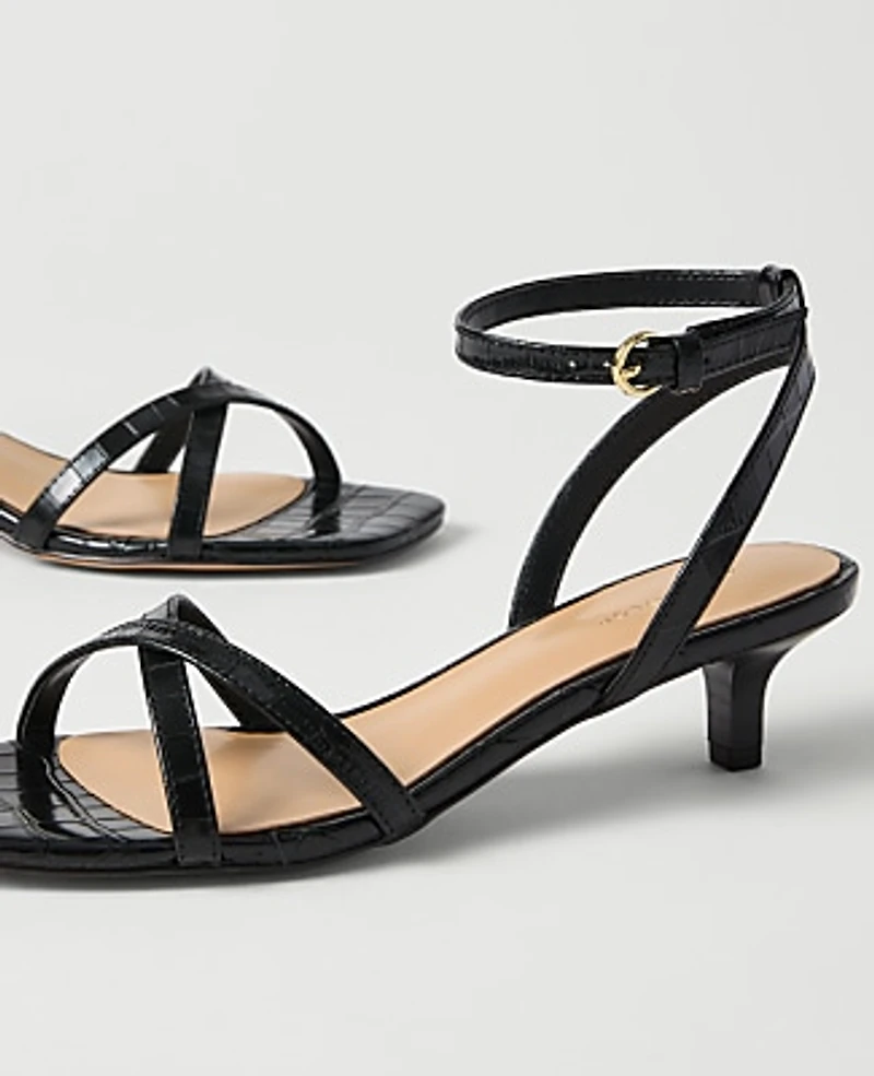 Ann Taylor Croco Crossover Heel Sandal Women's