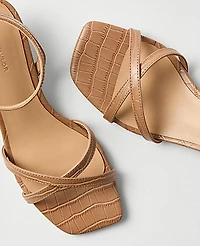 Ann Taylor Croco Crossover Heel Sandal Women's
