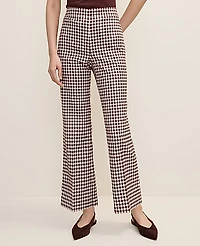 Ann Taylor The Tall Side Zip Flare Pant Gingham Brown/White Check Women's