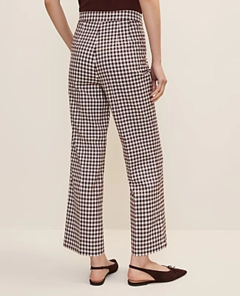 Ann Taylor The Tall Side Zip Flare Pant Gingham Brown/White Check Women's