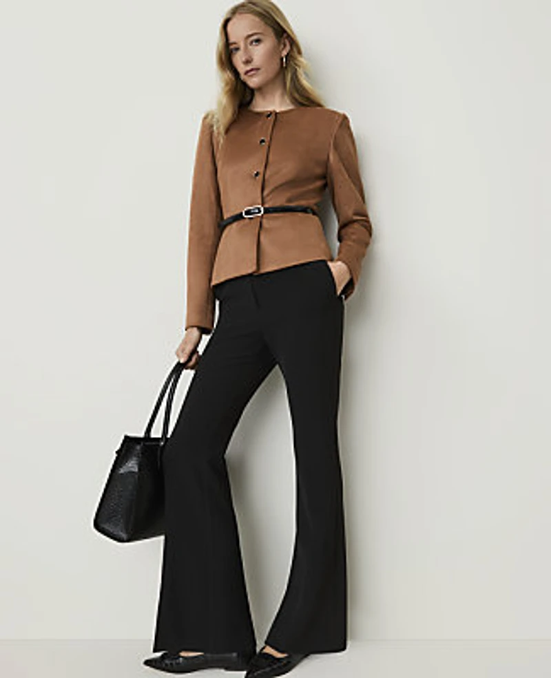 Ann Taylor Faux Suede Peplum Jacket Sahara Women's