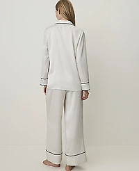Ann Taylor Satin Wide-Leg Pajama Set Sea Pearl Women's