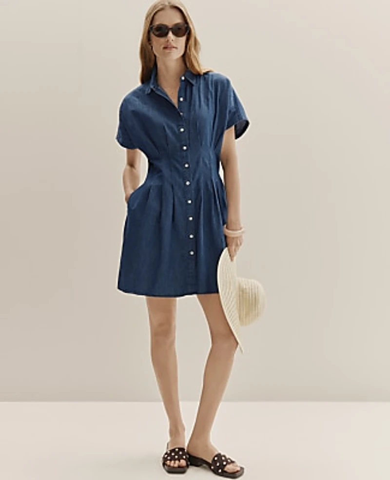 Ann Taylor Weekend Shirtdress Chambray Medium Wash Women's