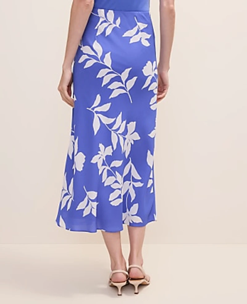 Ann Taylor Floral Slip Skirt Satin Dream Blue Women's