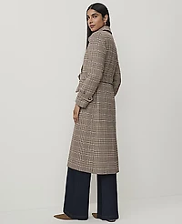 Ann Taylor Petite Plaid Belted Coat French Mocha Women's