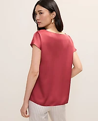 Ann Taylor Petite Satin Cowl Neck Top Size XL Rose Clay Women's