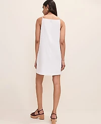 Ann Taylor Embroidered Shift Dress Linen Blend White Women's