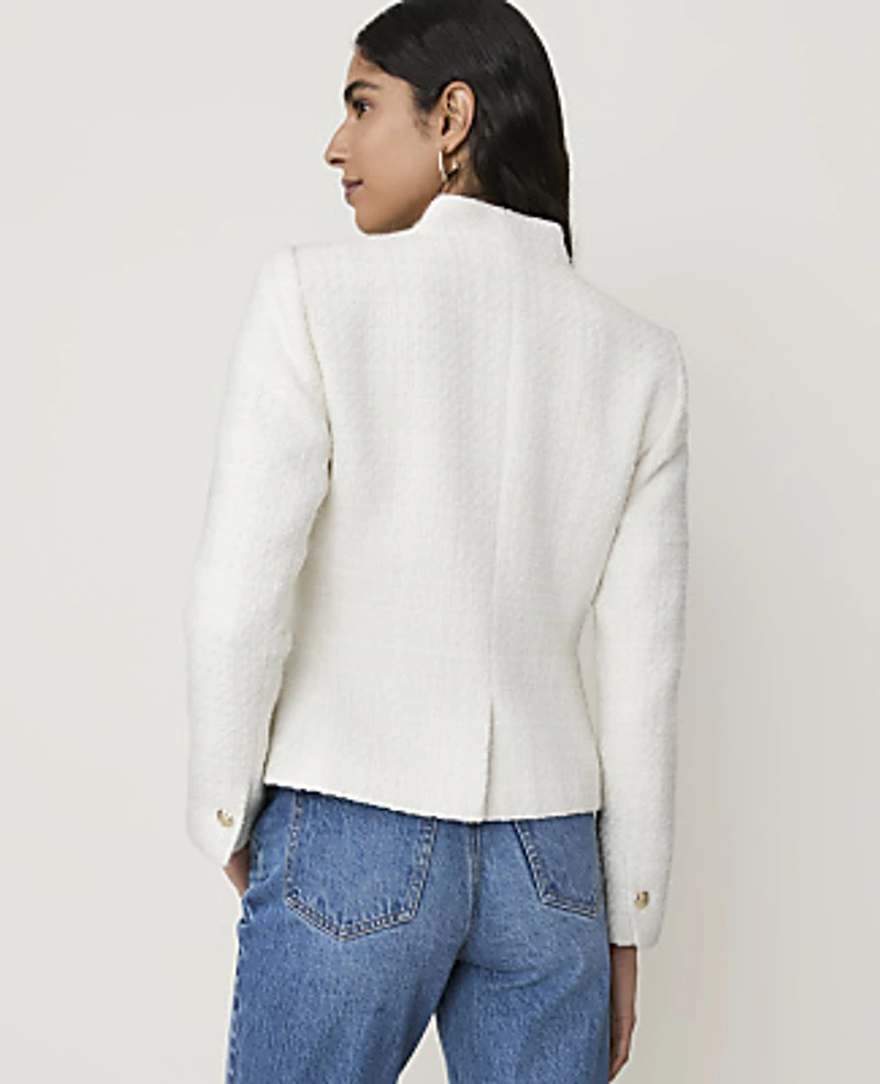 Ann Taylor The Single Button Collarless Blazer Winter White Women's