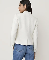 Ann Taylor The Single Button Collarless Blazer Winter White Women's