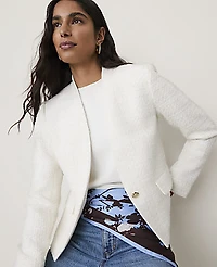 Ann Taylor The Single Button Collarless Blazer Winter White Women's