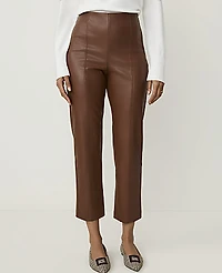Ann Taylor The Side Zip Ankle Pant Faux Leather Midnight Mahogany Women's