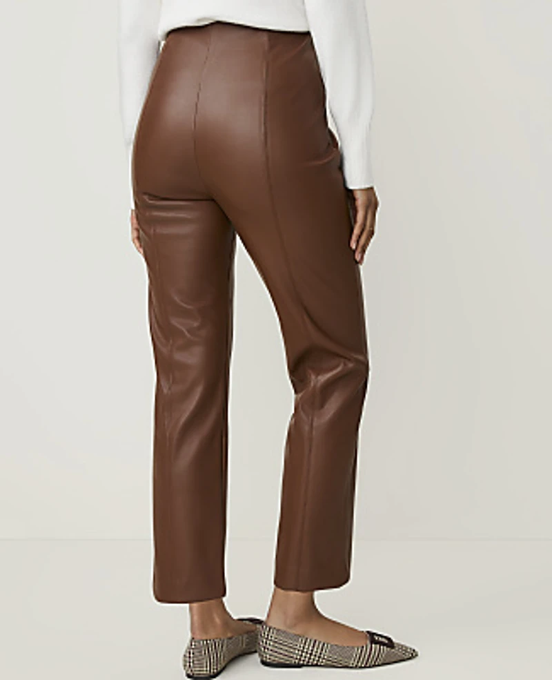 Ann Taylor The Side Zip Ankle Pant Faux Leather Midnight Mahogany Women's