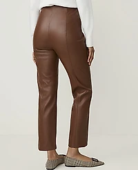 Ann Taylor The Side Zip Ankle Pant Faux Leather Midnight Mahogany Women's