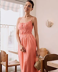 Ann Taylor Petite Weekend Gathered Maxi Dress Light Coral Spice Women's