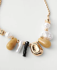 Ann Taylor Mixed Stone Pendant Necklace Goldtone Women's