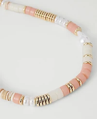 Ann Taylor Stone Pearl Statement Necklace Pink Peony Women's