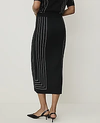 Ann Taylor Geo Jacquard Midi Sweater Skirt Black/White Combo Women's