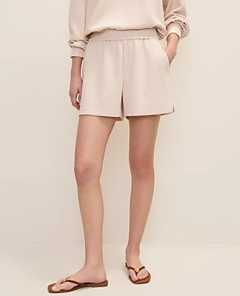 Ann Taylor Petite Weekend Easy Fit Short CloudPlush Muted Taupe Heather Women's