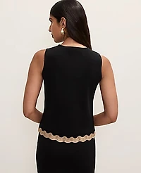 Ann Taylor Petite Metallic Trim Sweater Shell Top Black Women's
