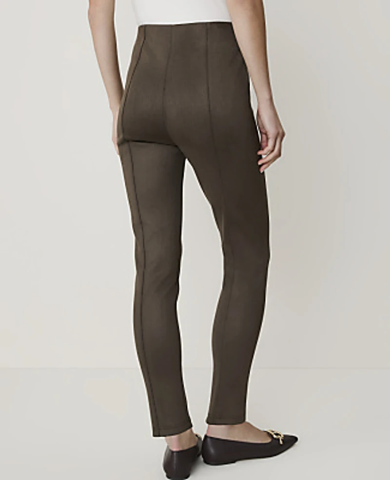 Ann Taylor Petite Seamed Side Zip Legging Faux Suede Caper Shadow Women's