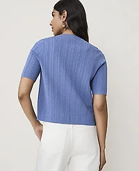 Ann Taylor Mixed Stitch Short Sleeve Cardigan Women's