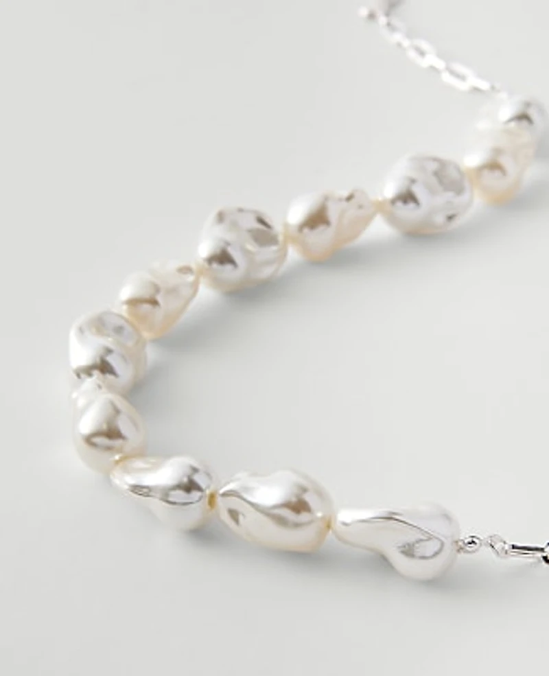 Ann Taylor Pearlized Statement Necklace Ivory Women's
