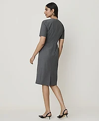 Ann Taylor Petite Pinstripe Crew Neck Sheath Dress Bi-Stretch Dark Neutral Women's