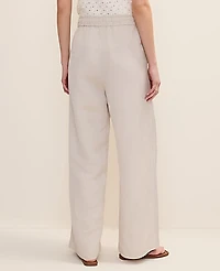 Ann Taylor Petite Weekend Easy Fit Wide-Leg Pant Linen Blend Natural Flax Women's