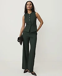 Ann Taylor The Petite Fitted V-Neck Vest Seasonless Stretch Dark Forest Green Women's