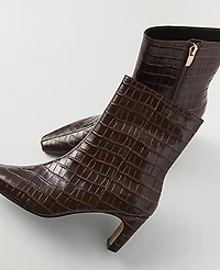 Ann Taylor Croco Skinny Heel Bootie Pure Chocolate Women's