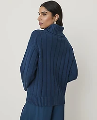 Ann Taylor Petite Ribbed Turtleneck Sweater Moonlit Backdrop Women's