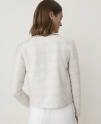 Ann Taylor Petite Metallic Tweed Jacket Creamy Combo Women's
