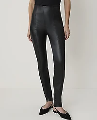 Ann Taylor The Petite Seamed Side Zip Legging Faux Leather Black Women's