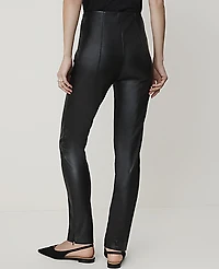 Ann Taylor The Petite Seamed Side Zip Legging Faux Leather Black Women's