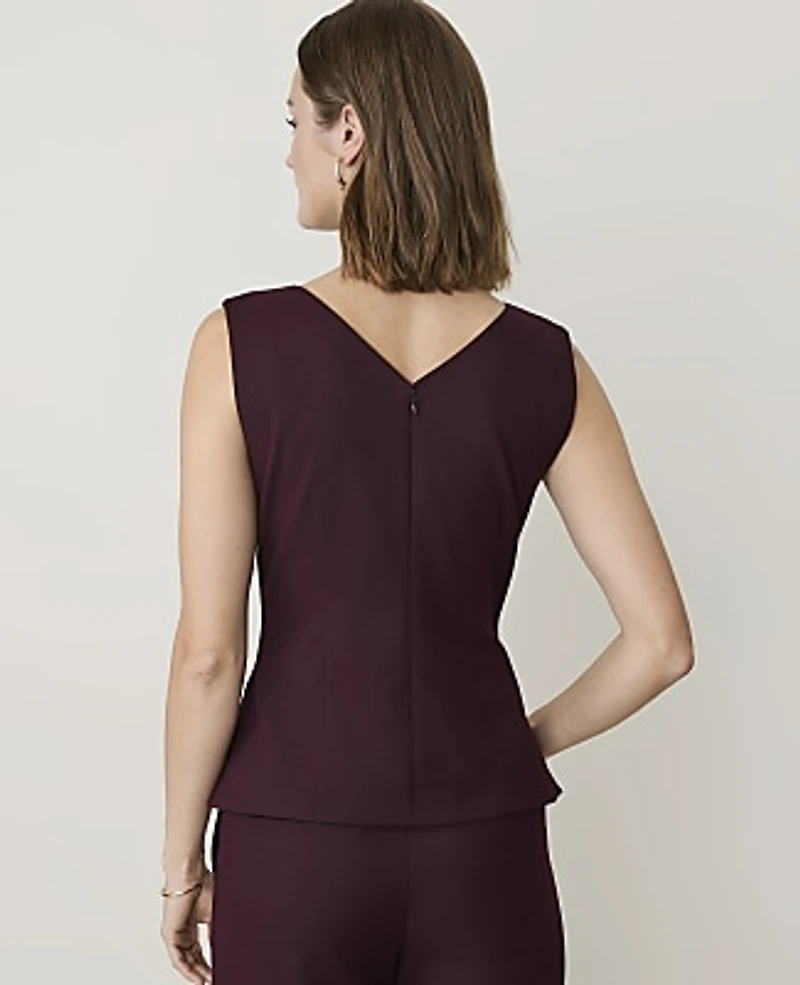 Ann Taylor The Sleeveless V-Neck Top Seasonless Stretch Classic Burgundy Women's