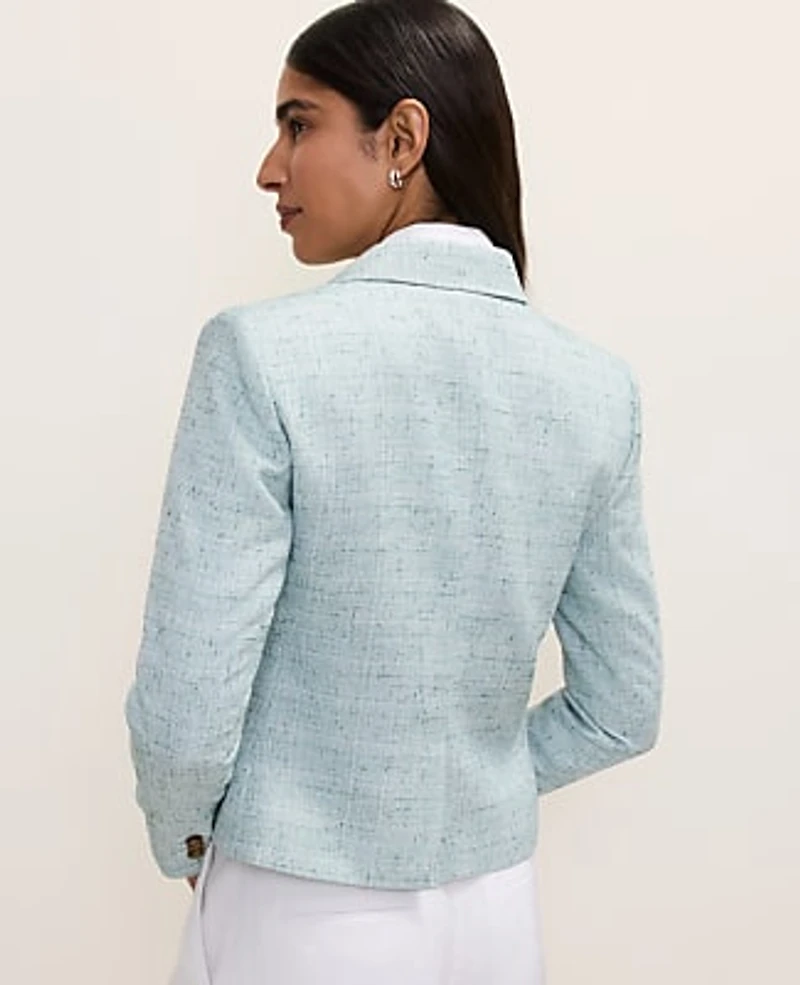 Ann Taylor The Petite Modern Newbury Blazer Tweed Soft Green Multi Women's