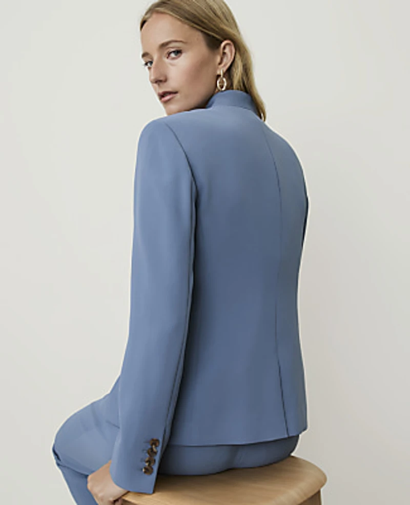 Ann Taylor The Petite Cutaway Blazer Fluid Crepe Cool Dusk Women's