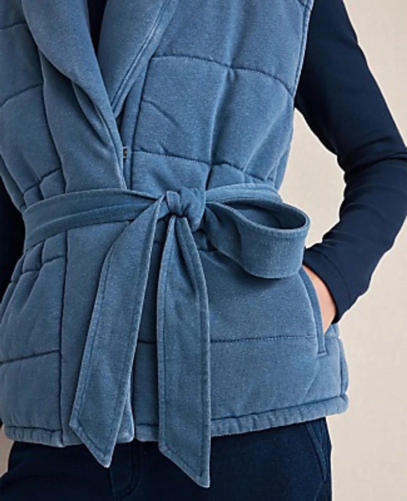 Ann Taylor Haven Well Within Indigo Cotton Terry Quilted Vest Wash Women's