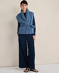 Ann Taylor Haven Well Within Indigo Cotton Terry Quilted Vest Wash Women's