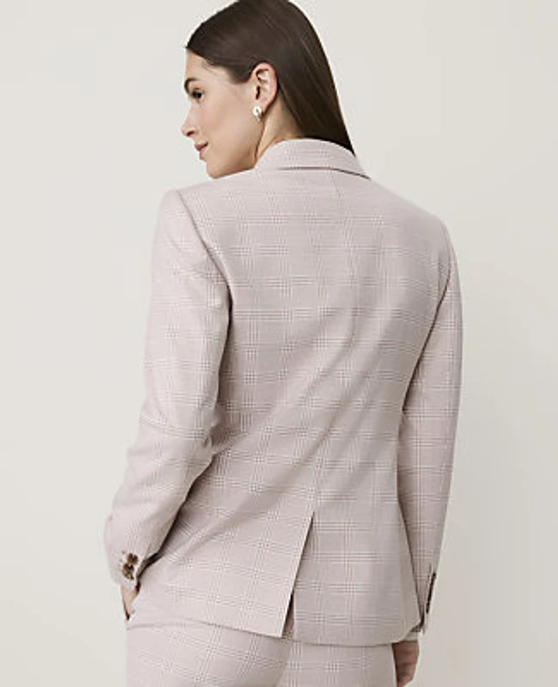 Ann Taylor The Hutton Blazer Plaid Pink Dune Women's