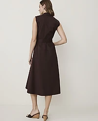 Ann Taylor Petite Sleeveless Collared Midi Shirtdress French Mocha Women's
