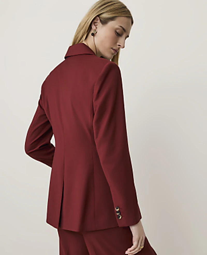 Ann Taylor The Petite Fitted Long Double Breasted Blazer Rich Merlot Women's