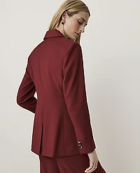 Ann Taylor The Petite Fitted Long Double Breasted Blazer Rich Merlot Women's