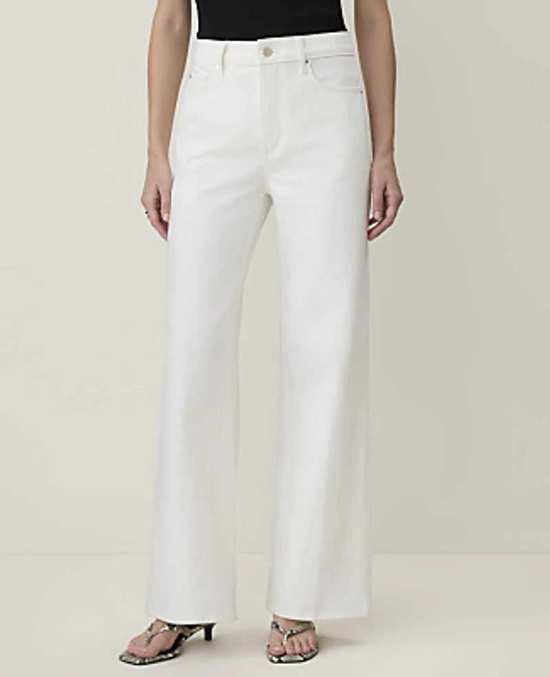 Ann Taylor Petite Weekend Wide-Leg Jean Ivory Women's
