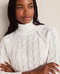 Ann Taylor Haven Well Within Organic Cotton Mock Neck Sweater Ivory Women's